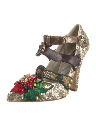 Dolce & Gabbana Sequins Floral Print Pumps