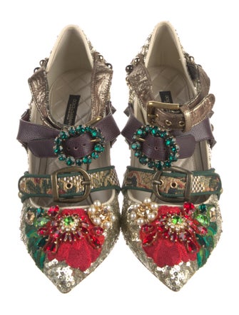 Dolce & Gabbana Sequins Floral Print Pumps