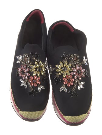 Dolce & Gabbana Neoprene Floral Print Espadrille Sneakers