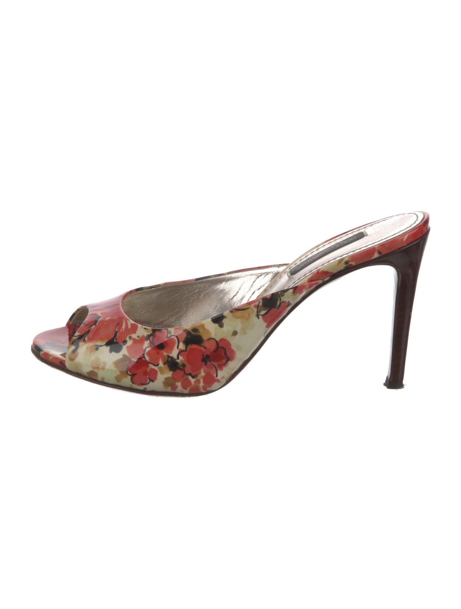 Dolce & Gabbana Patent Leather Floral Print Slides