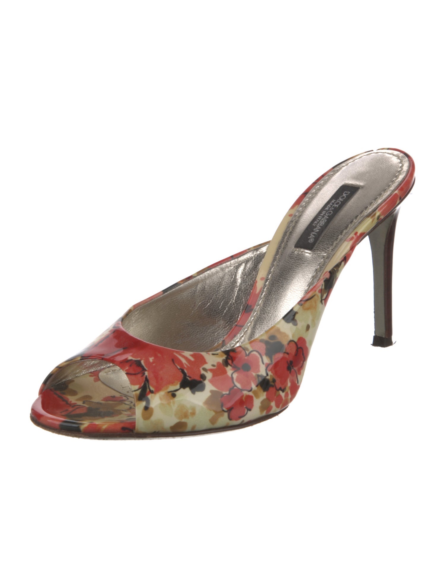 Dolce & Gabbana Patent Leather Floral Print Slides