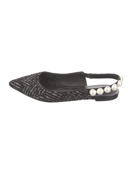 Dolce & Gabbana Faux Pearl Accents Wool Slingback Flats