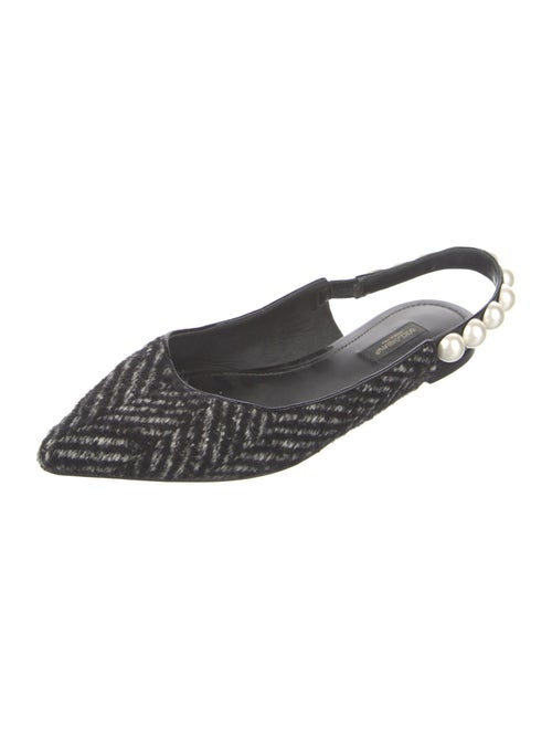 Dolce & Gabbana Faux Pearl Accents Wool Slingback Flats