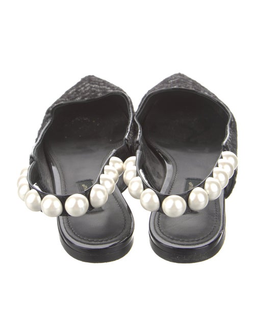 Dolce & Gabbana Faux Pearl Accents Wool Slingback Flats