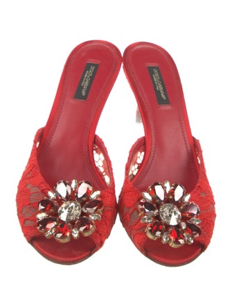 Dolce & Gabbana Lace Lace Pattern Slides