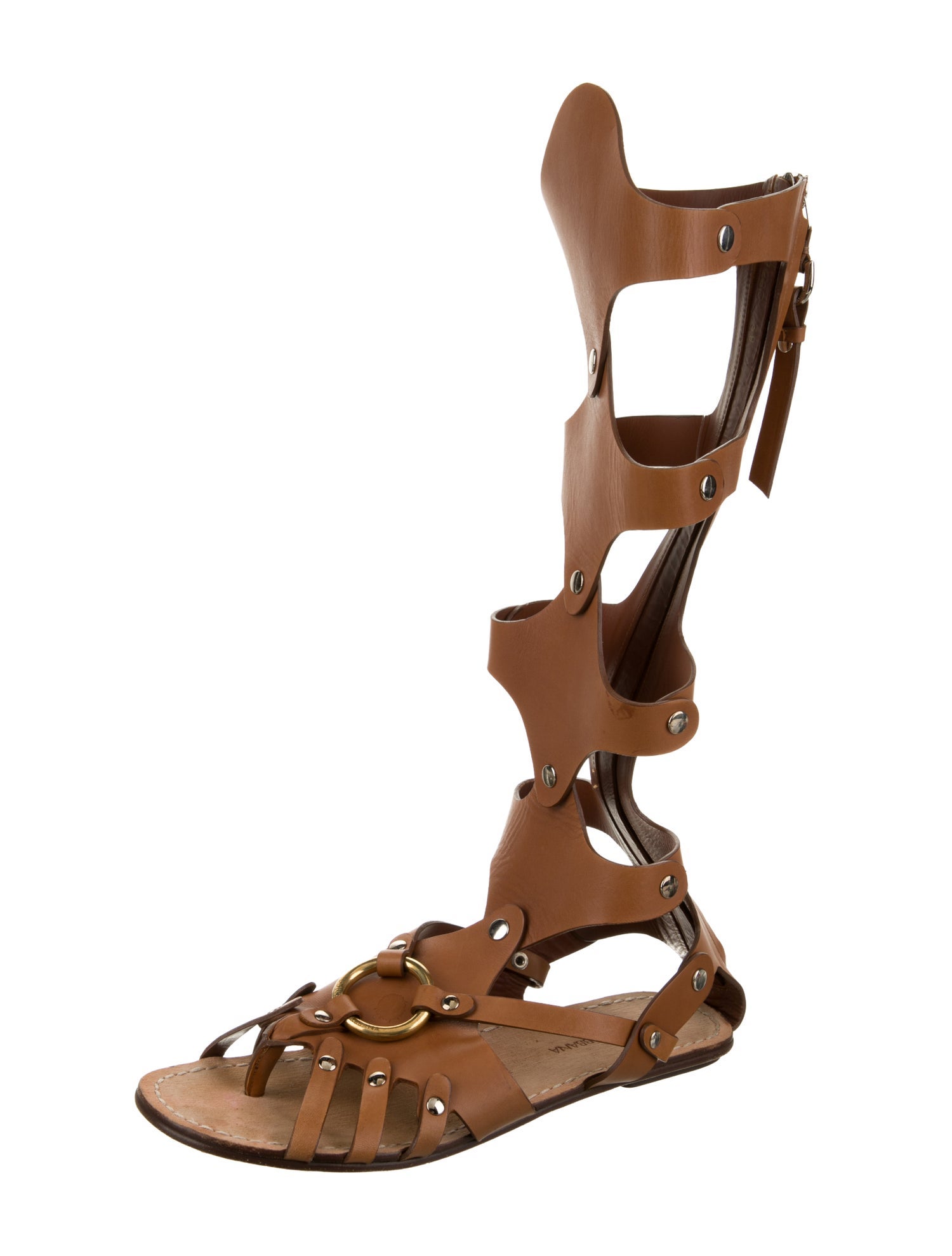 Dolce & Gabbana Leather Cutout Accent Gladiator Sandals