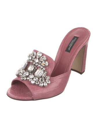 Dolce & Gabbana Leather Crystal Embellishments Slides