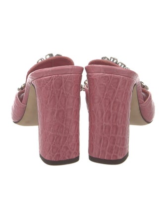 Dolce & Gabbana Leather Crystal Embellishments Slides