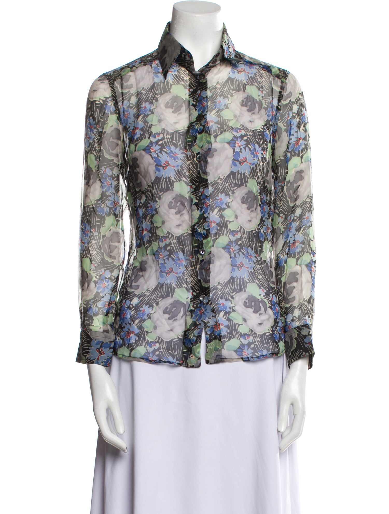 Dolce & Gabbana Silk Floral Print Button-Up Top
