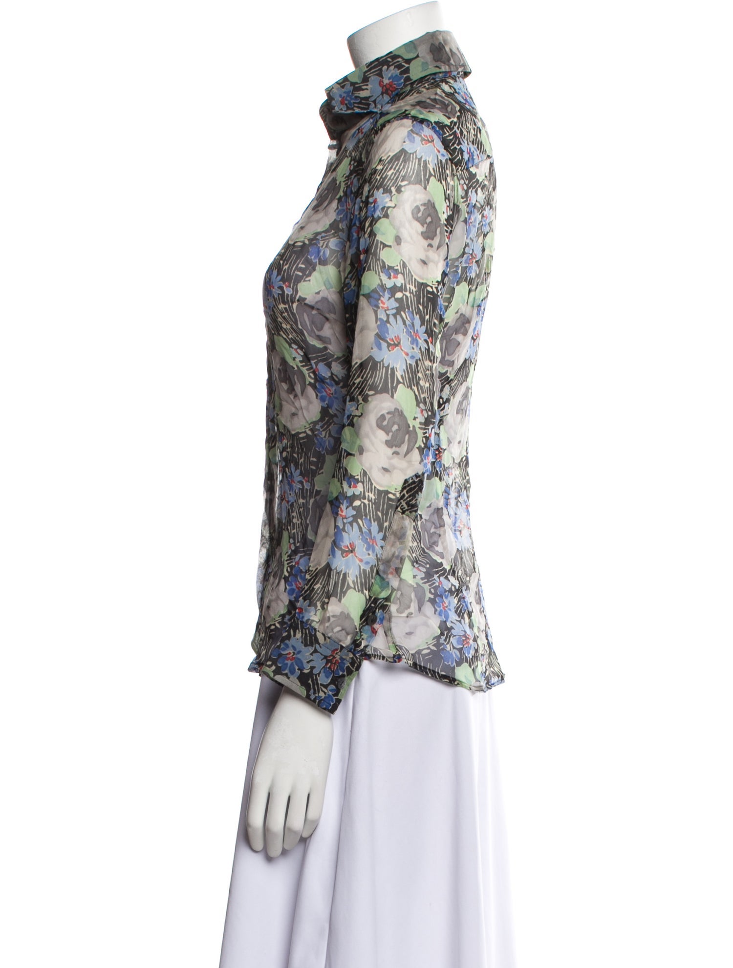 Dolce & Gabbana Silk Floral Print Button-Up Top