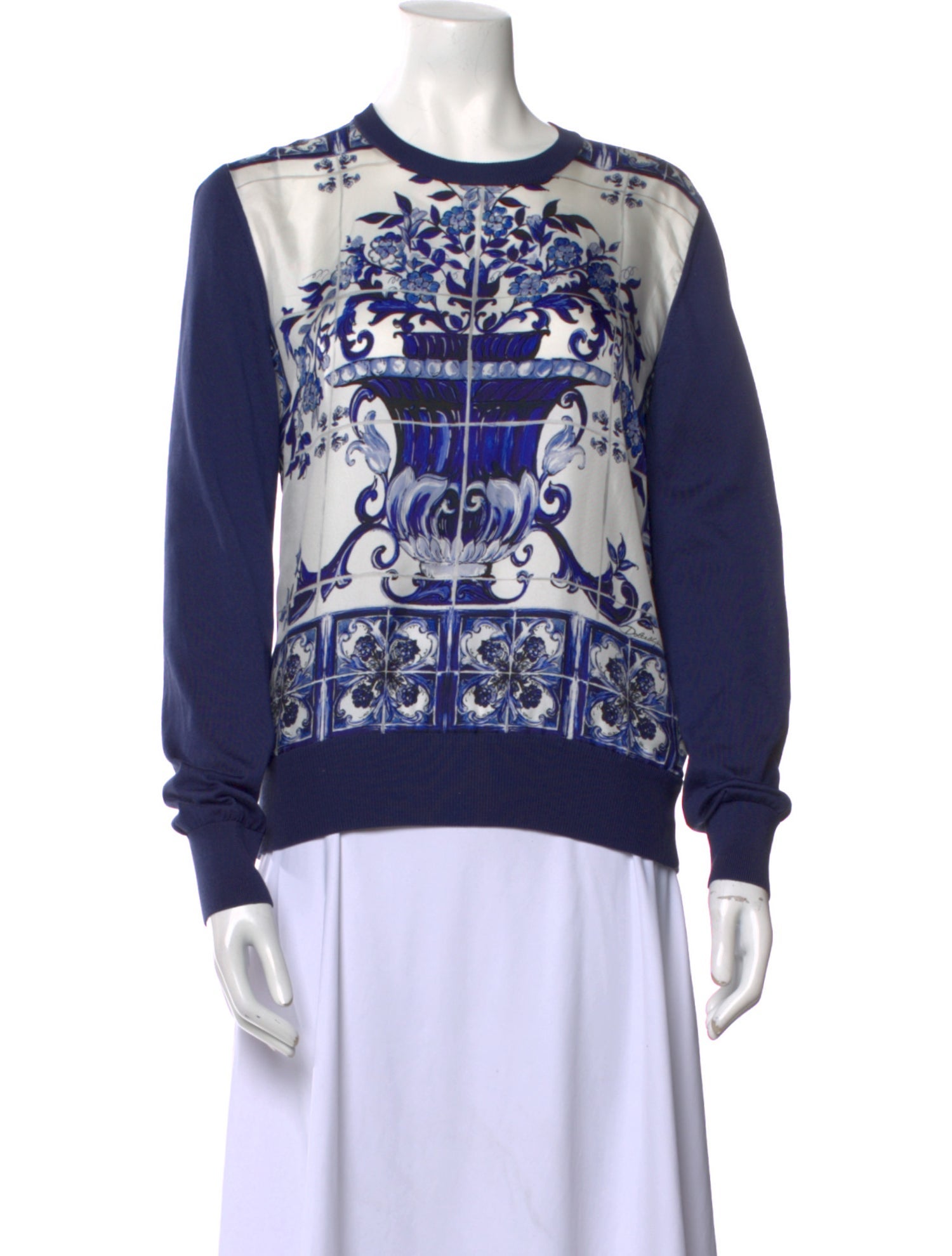 Dolce & Gabbana Silk Graphic Print Sweater