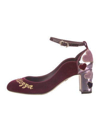 Dolce & Gabbana Velvet Graphic Print Pumps