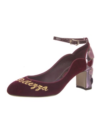 Dolce & Gabbana Velvet Graphic Print Pumps