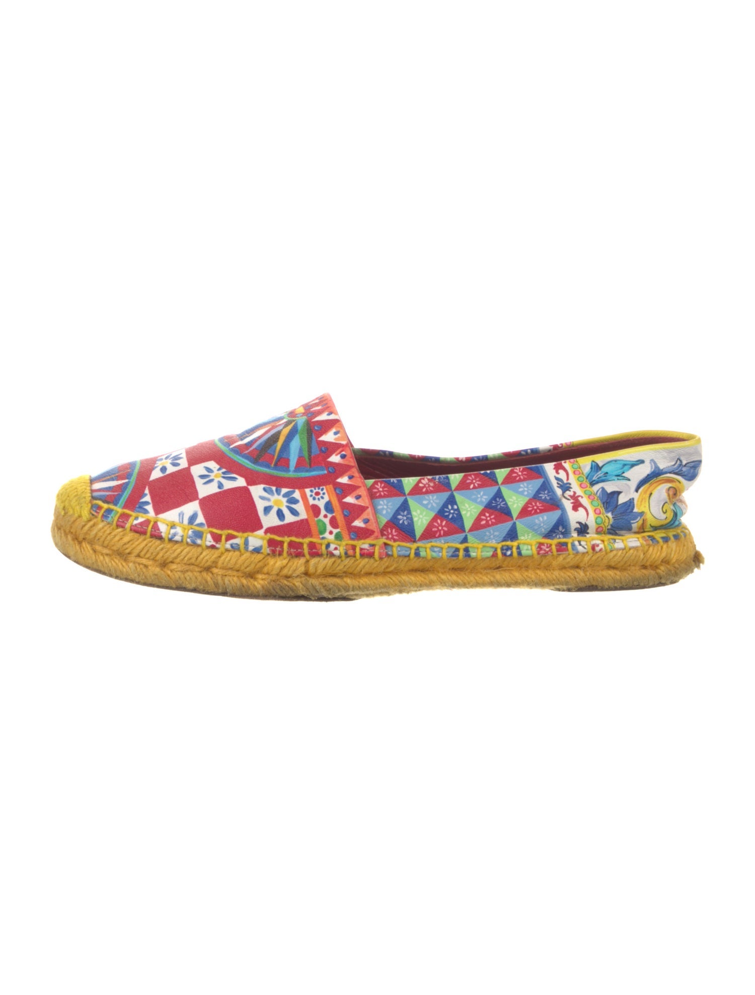 Dolce & Gabbana Carretto Print Leather Espadrilles
