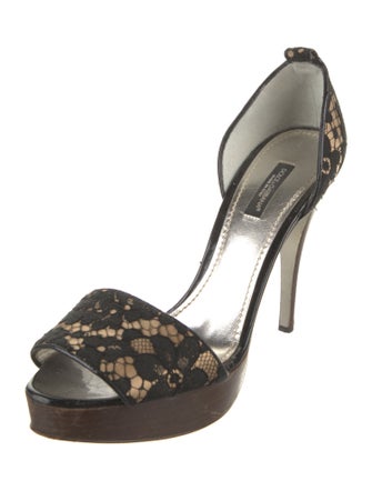 Dolce & Gabbana Lace Floral Print Sandals