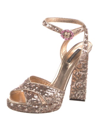 Dolce & Gabbana Sequins Crystal Embellishments Sandals
