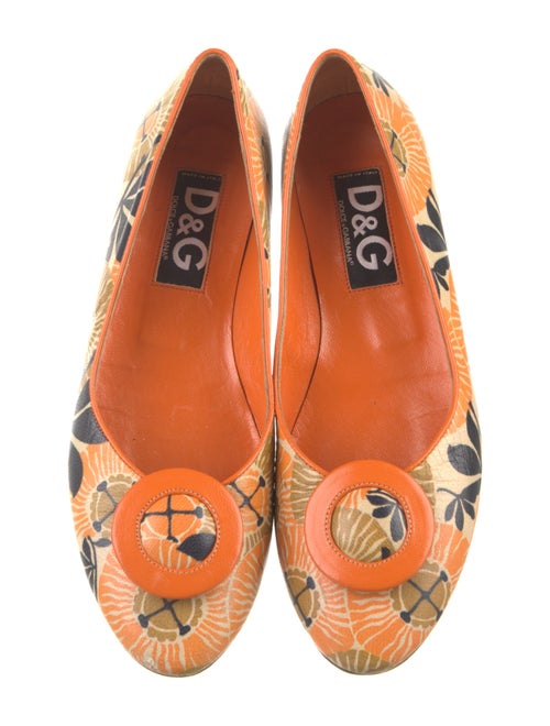 D&G Leather Floral Print Ballet Flats