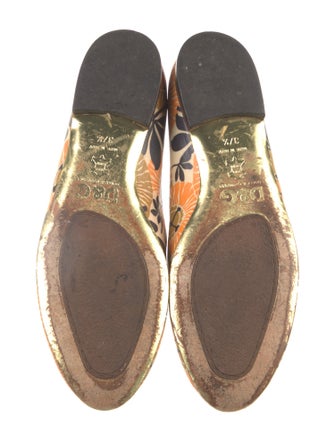D&G Leather Floral Print Ballet Flats