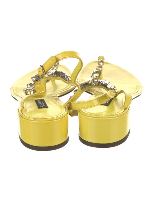 Dolce & Gabbana Patent Leather Crystal Embellishments T-Strap Sandals