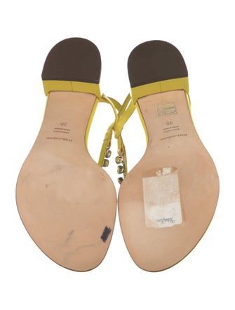 Dolce & Gabbana Patent Leather Crystal Embellishments T-Strap Sandals