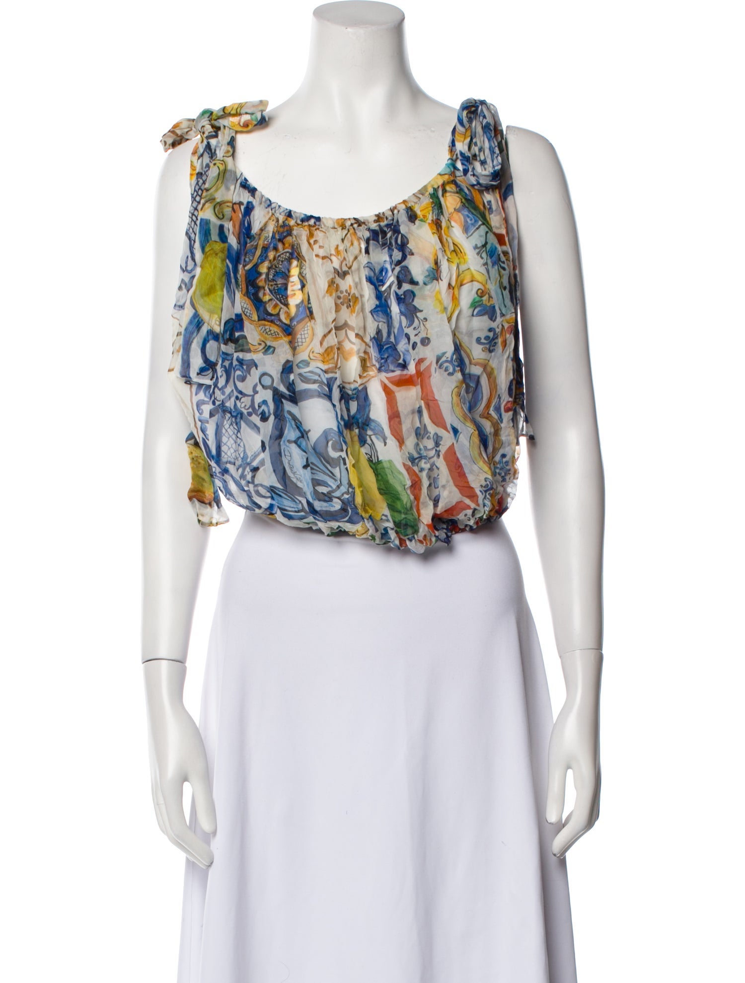 Dolce & Gabbana Silk Printed Crop Top