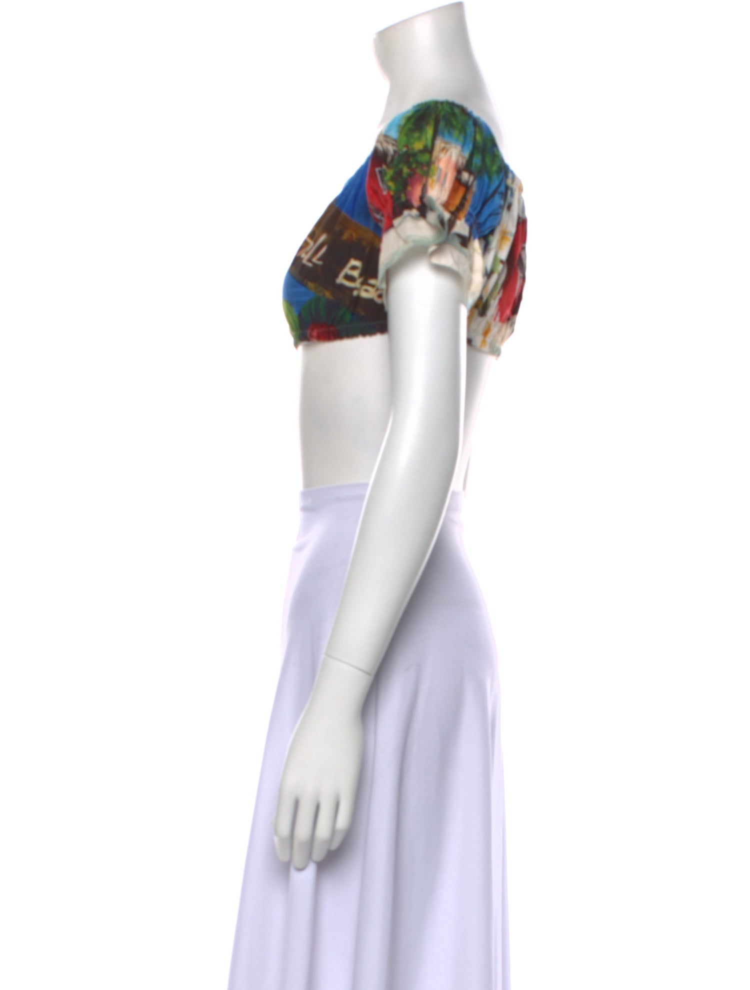 Dolce & Gabbana Floral Print Bateau Neckline Crop Top