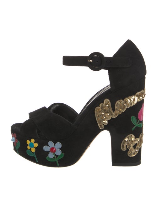 Dolce & Gabbana Suede Graphic Print Sandals