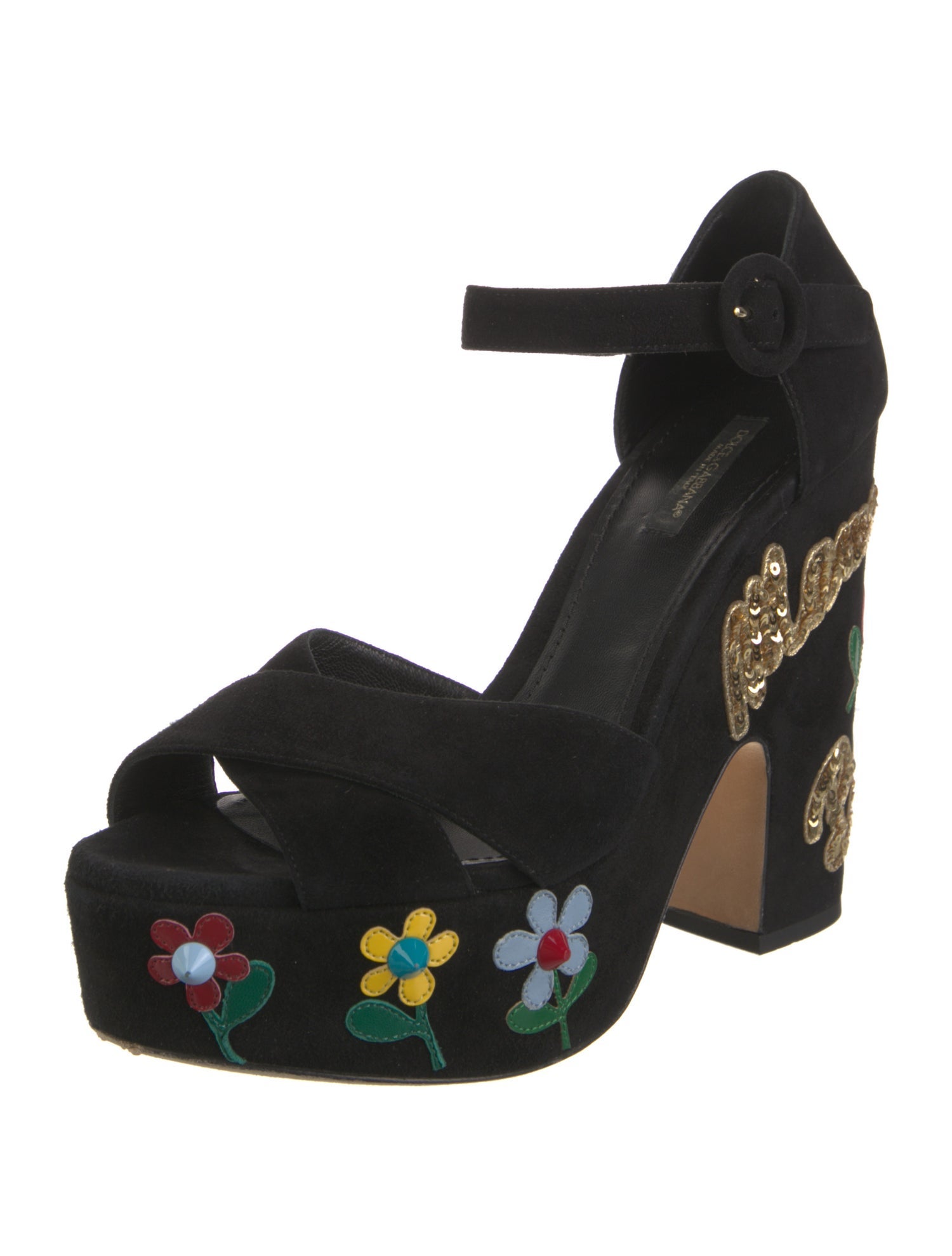 Dolce & Gabbana Suede Graphic Print Sandals