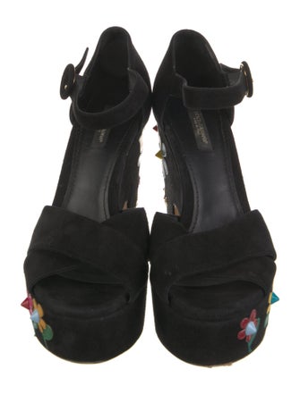 Dolce & Gabbana Suede Graphic Print Sandals