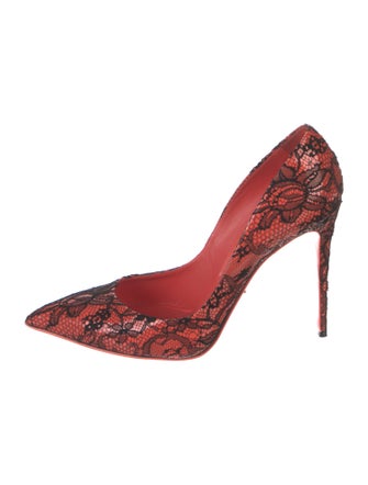 Dolce & Gabbana Patent Leather Lace Pattern Pumps