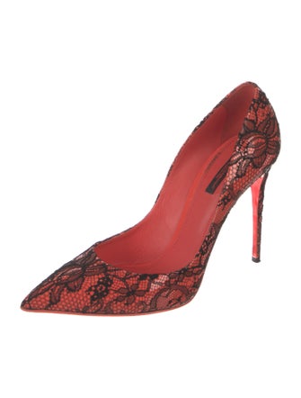 Dolce & Gabbana Patent Leather Lace Pattern Pumps