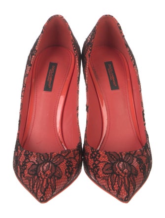 Dolce & Gabbana Patent Leather Lace Pattern Pumps