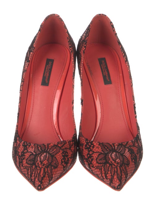 Dolce & Gabbana Patent Leather Lace Pattern Pumps