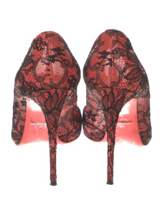 Dolce & Gabbana Patent Leather Lace Pattern Pumps