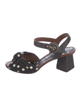 Dolce & Gabbana Raffia Polka Dot Print Slingback Sandals