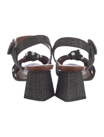 Dolce & Gabbana Raffia Polka Dot Print Slingback Sandals