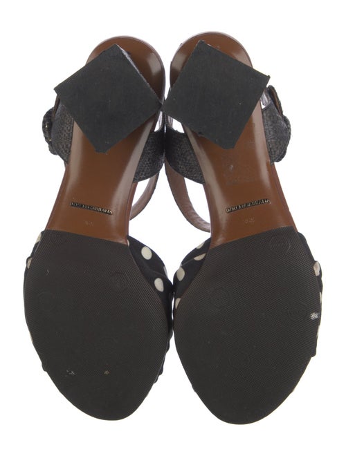 Dolce & Gabbana Raffia Polka Dot Print Slingback Sandals