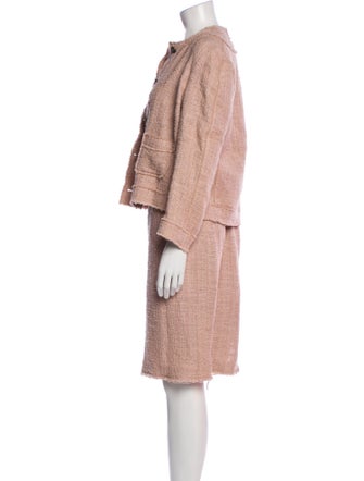 Dolce & Gabbana Tweed Pattern Raw-Edge Trim Dress Set