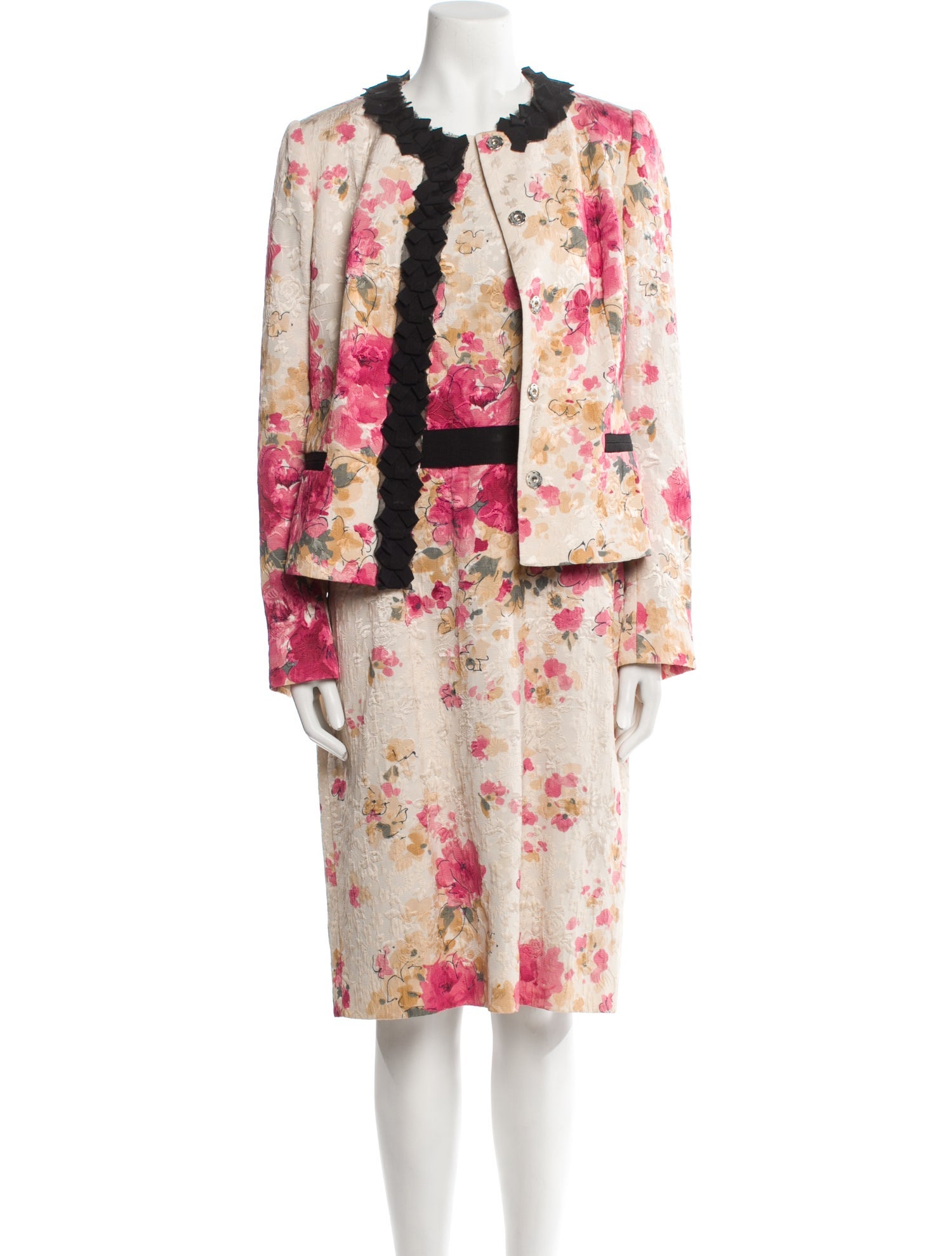 Dolce & Gabbana Printed Grosgrain Trim Dress Set