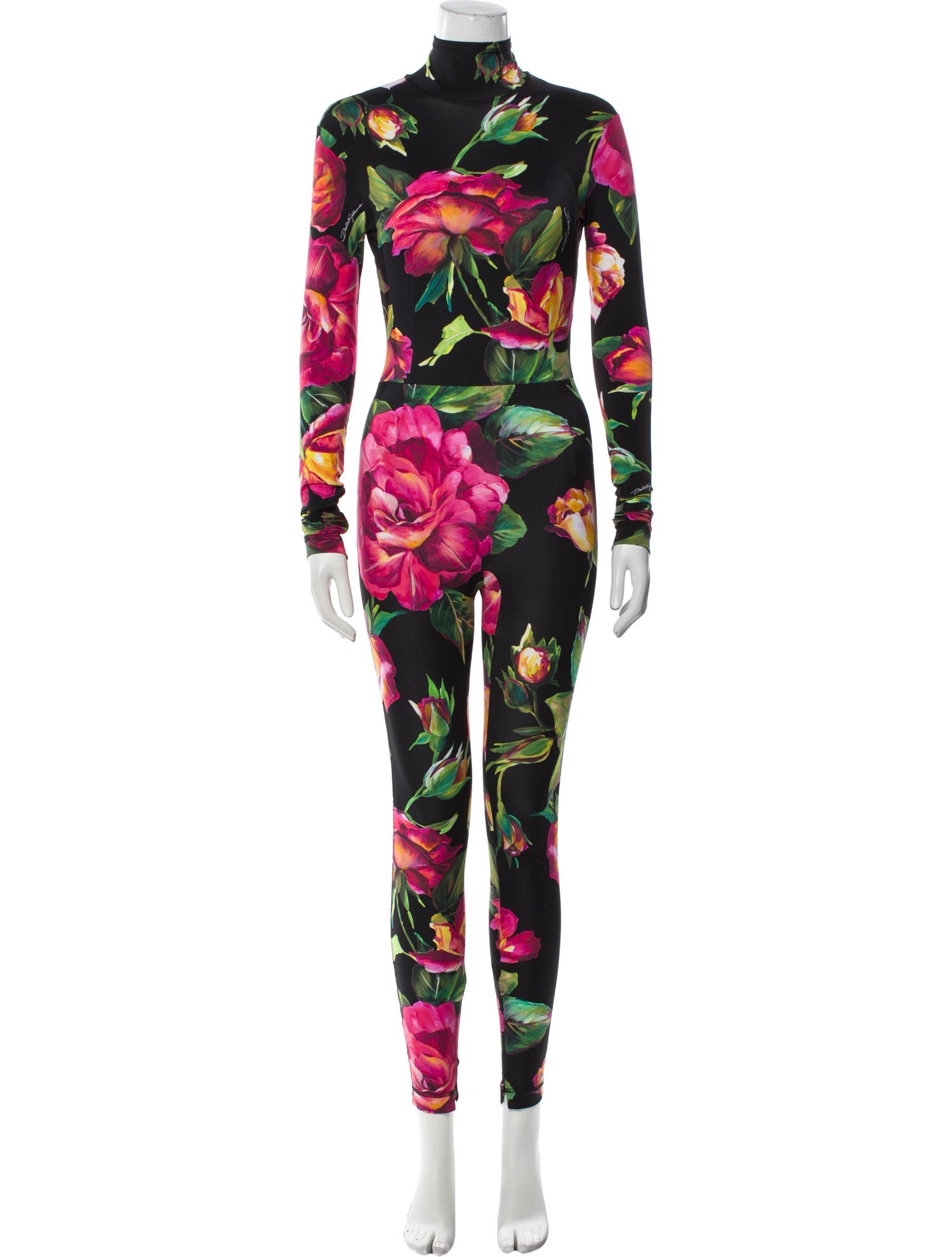 Dolce & Gabbana Floral Print Mock Neck Jumpsuit
