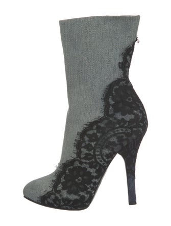 Dolce & Gabbana Denim Lace Pattern Sock Boots