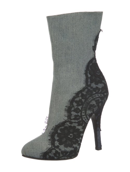 Dolce & Gabbana Denim Lace Pattern Sock Boots