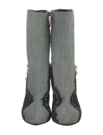 Dolce & Gabbana Denim Lace Pattern Sock Boots