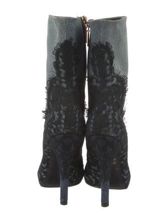 Dolce & Gabbana Denim Lace Pattern Sock Boots