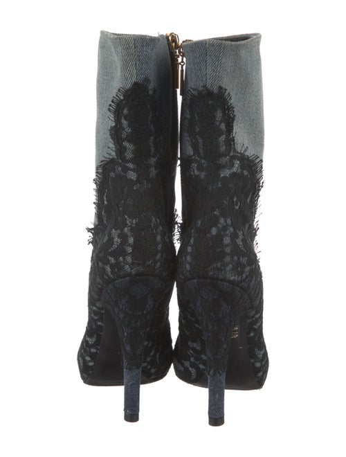 Dolce & Gabbana Denim Lace Pattern Sock Boots