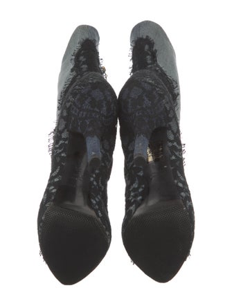 Dolce & Gabbana Denim Lace Pattern Sock Boots