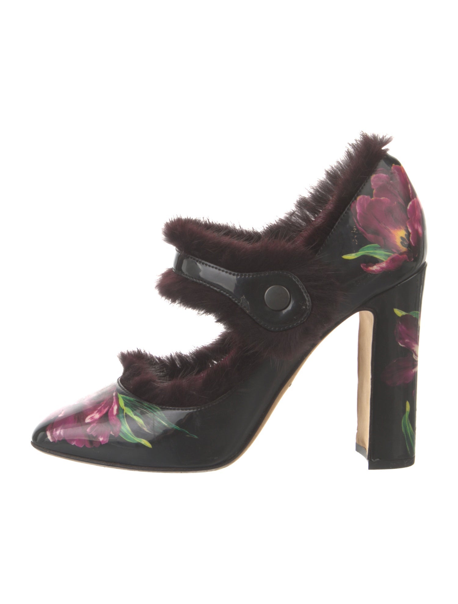 Dolce & Gabbana Patent Leather Floral Print Pumps