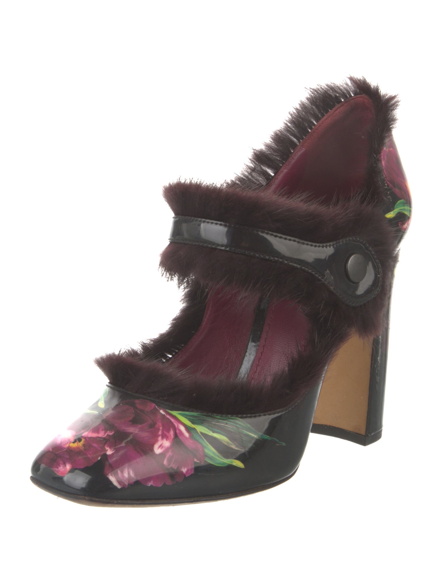 Dolce & Gabbana Patent Leather Floral Print Pumps