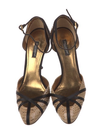 Dolce & Gabbana Snakeskin Animal Print D'Orsay Pumps