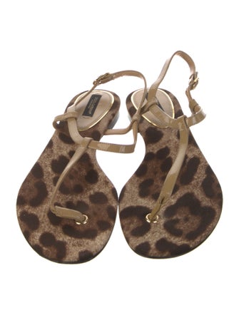 Dolce & Gabbana Patent Leather Animal Print Sandals